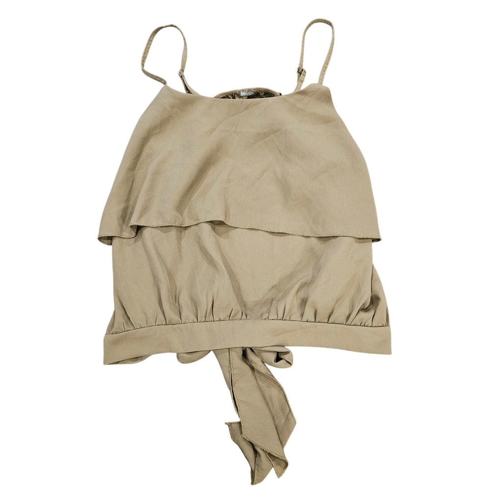 Charlotte Russe Olive Ruffle Tiered Camisole Tie Back Blouse Top Medium